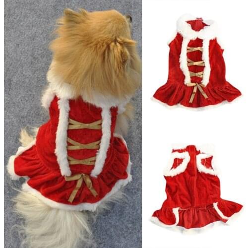 Pet Christmas Warm Costumes Dog Winter Clothes For Small Dogs Coats Outfits For Yorkie Chihuahua Puppy Cat Dress Pet Products