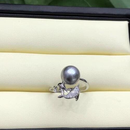 Dolphin 925 Sterling Silver Ring Finger Ring Settings Findings Base Adjustable Jewelry Parts Fittings Accessories for Pearls
