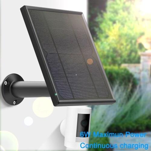 6W Solar panel for Ring Stick Up Cam Battery / Ring Spotlight Cam Battery HD Camera Wall Mount 13ft Power Cable