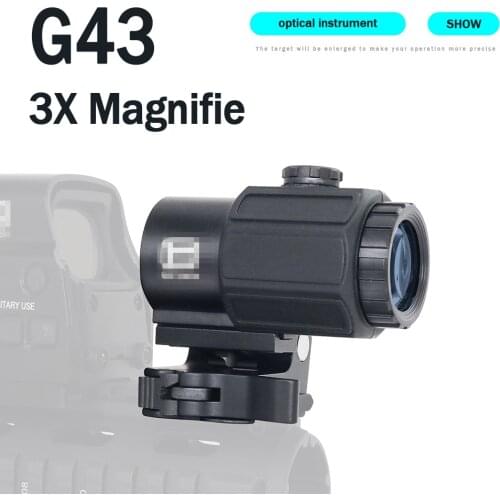 Tactical G43 3x Magnifier Scope Sight with Switch to Side STS QD Mount Fit for 20mm rail Rifle Gun