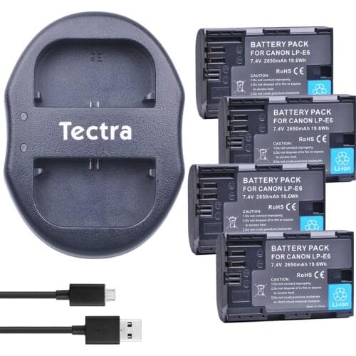 4Pcs LP-E6 LP-E6N LPE6 LPE6N Li-ion Bateria + USB Dual Charger for Canon EOS 6D 5D Mark III 5D Mark II 7D 60D and Canon LC-E6E