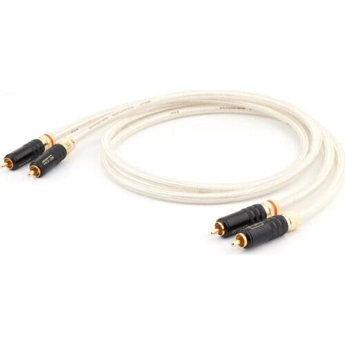 1 pair hifi audio Signature OFC Silver-Plated Interconnect Cable With WBT-0144 Gold Plated RCA plugs hi-end RCA to RCA cable