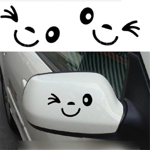 1 Pair Cute Smile Face 3D Decal Sticker for Auto Car Side Mirror L+R Rearview Car Decoration Stickers Car Accessories