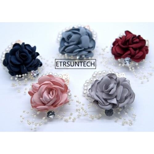 100pcs Hand Flowers Wedding Bride Wrist Corsage Wrist Corsage Bridesmaid Sisters for Wedding Dancing Party Decor