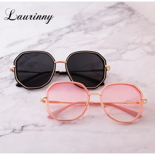 2021 Vintage Oversized Women Sunglasses Polygon Metal Frame Sun Glasses Fashion Ocean Pink Lens Shades Eyeglasses UV400 Female