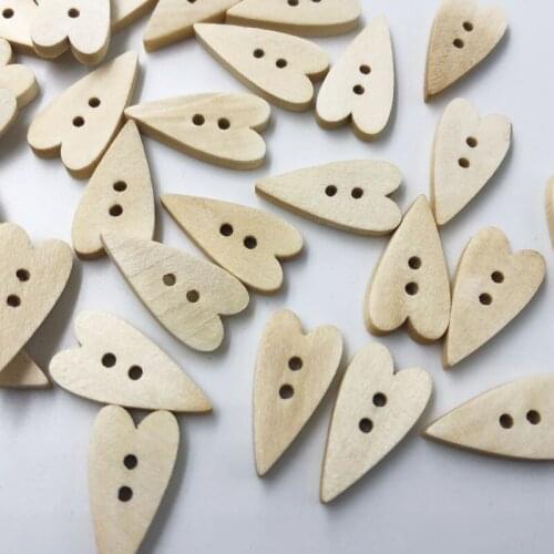 25/50/100pcs 11*22mm Heart Style Wood Buttons 2Holes Sewing Crafts Accessories WB95