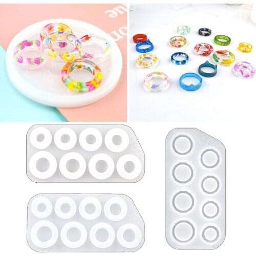 3Pcs/Set 8Pcs Assorted Sizes Ring Silicone Mold Section Rings Crystal Epoxy Resin Mold Earrings Pendant Silicone Mould Drop Ship