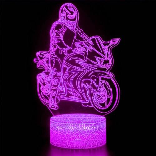 3D light motorcycle racing doll toy night light bedroom decoration cool car fan commemorative birthday gift Christmas LED lamp