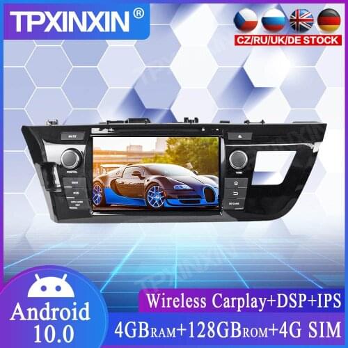 4G+128B Android 10.0 For Toyota Corolla 2014-2016 Car Multimedia Player GPS Navi Head Unit Radio Audio Stereo Tape Recorder DSP