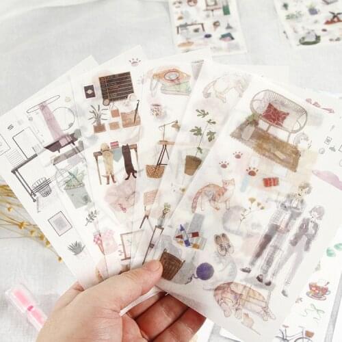 6 pcs/pack Love Cat Time Together Bullet Journal Decorative Stickers Scrapbooking Stick Label Diary Stationery Album Stickers