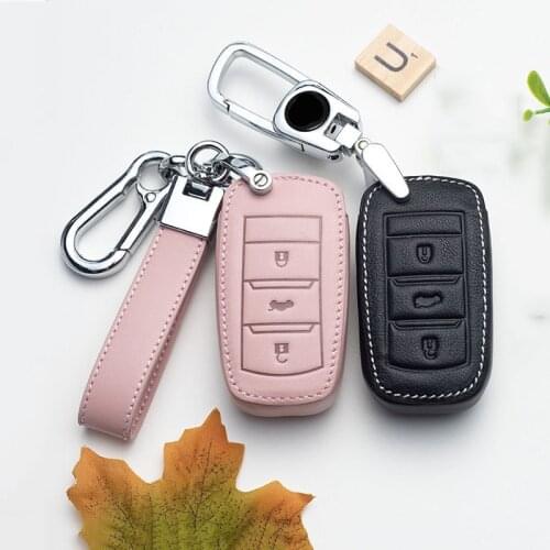 Car Key Case Leather for changan cs35plus cs35 cs15 cs75 cs95 cx20 cs1 cv1 alsvin v7 raeton 2018 cs55 cx70 Cover Keychain