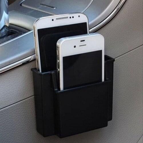 Mini Car Storage Box Cell Phone Glasses Cigarette Holder Black Pocket Organizer Car Seat Air Outlet Sticky Case Auto Accessories
