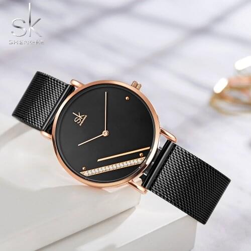 SK New Luxury Ladies Watch SHENGKE Fashion Simple Watches Womes Crystal Quartz Watch Women Clock Relogio Feminino Montre Femme