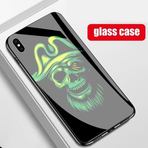 Tempered glass pirate skull Phone case for iphone X XR XS Max 7 6 6S 8 plus for iphone 11 pro max pirate skull covers