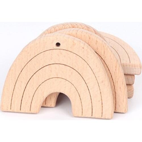 Baby Teething Carriage Toys 10pcs Rainbow Wood Can Chew Beech Education Toys Teething Jewelry Baby Wooden Teeth