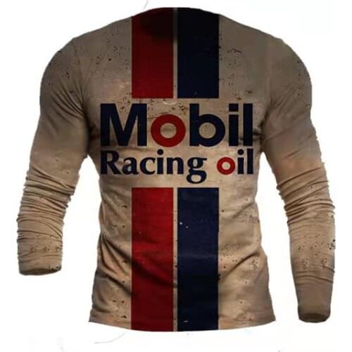 Spring Autumn Retro Style Casual T-Shirt Street Fashion Men Monogram Printed T-Shirt Long Sleeve Loose Oversized T-Shirt For Man