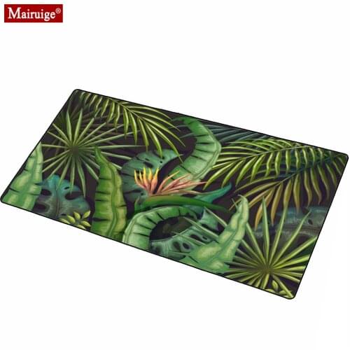 Gamer Mouse Pad Banana Leaf Tropical Rainforest Mouse Pad Large Gaming Desk Cactus Green Leaf Landscape Large Mousepad 90X40cm