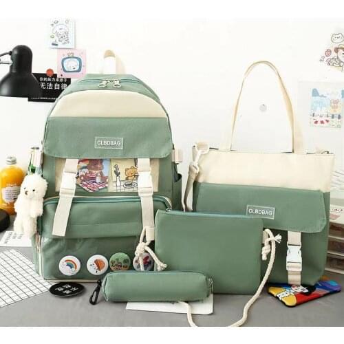 4Pcs/Set Canvas School Bags for Teenage Girls 2021 High Quality Laptop Backpacks Women Bookbags Travel Backpack Student Rucksack