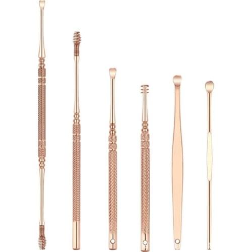 New 6pcs Ear Wax Pickers Stainless Steel Ear Picks Wax Removal Curette Remover Cleaner Ear Care Tool EarPick Facial Beauty Tools