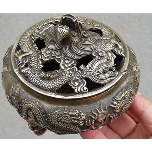 Chinese Favorites Bronze statue dragon Collectibles incense burner /Censer