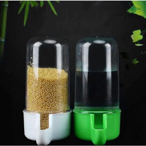 2Pcs Bird Feeder and Drinker Set Clear Plastic Seed and Water Dispenser Large Capacity Fits Most Cage Automatic Feeding Tool