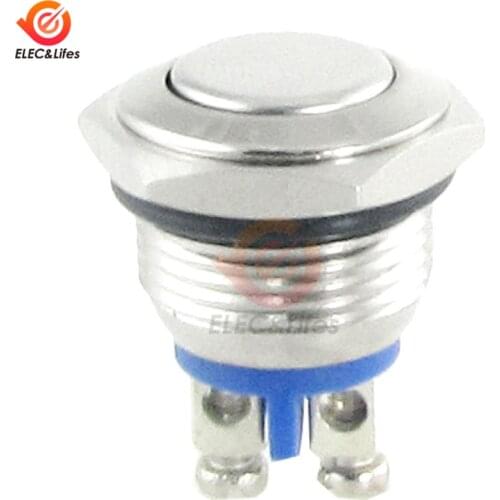 5Pcs 16mm Metal Push Button Switch Waterproof Normally Open Nickel Plated Brass Press Button Self-Reset 1NO Ball Shape Momentary