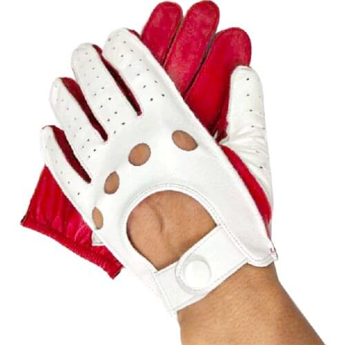 CART TIGER CAT Mens Leather Driving Gloves Soft Lambskin Leather Thin Driving Car Fashion short wrist