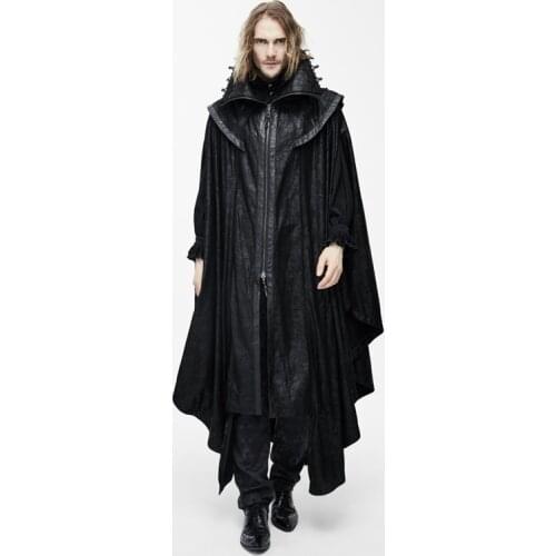 Steampunk Men Long Cloak Coats Punk Gothic Halloween Dark Vampire Count Bat Cape Casual Hooded Loose Overcoats Cosplay