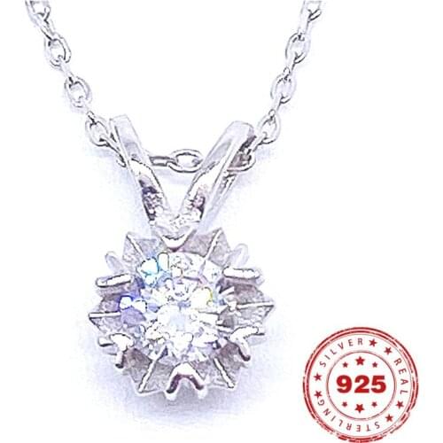 Elegant S925 Stering Silver Single Brick Necklace Pendant For Women Men Simple Fashion Trend Clavicle Chain Valentines Day Gift