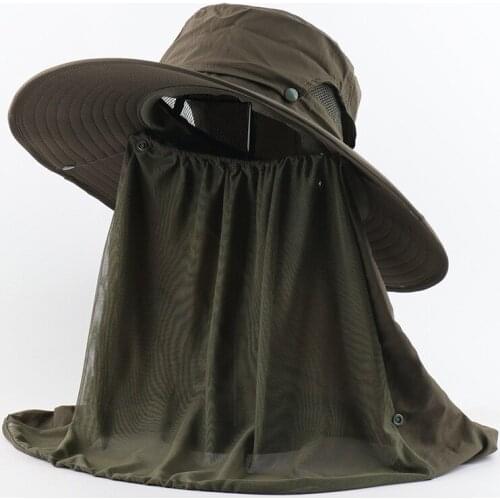 Novelty Summer Men Women Anti-mosquito Bucket Hat Fishing Caps Detachable Shawl Protective Cap Couples Mesh Breathable Beach Hat