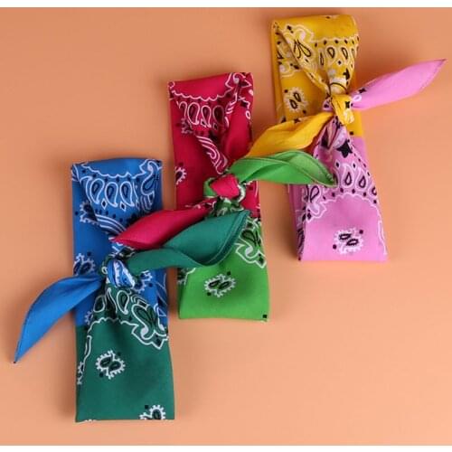 Bohemian Paisley Floral Double Color Block 50x50CM Unisex Cotton Pocket Square Scarf Headband Bandana Hip-Hop Wristband Neck Tie