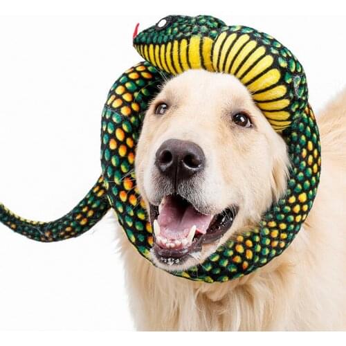 Plush vocal dog toy snake neck decoration halloween party dog play companion simulation snake