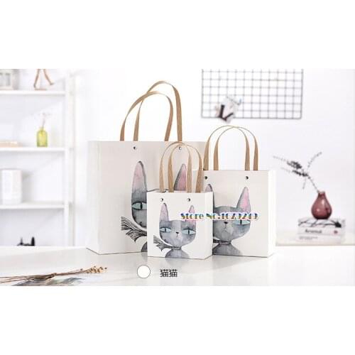 Cat pattern Candy gift Bag with handle,Wedding Candy Bag Cookies Gift toy Bags 50pcs/lot 30.2*12*27cm Shopping give box bags