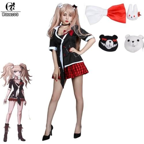 ROLECOS Anime Danganronpa Cosplay Junko Enoshima Emboitement Inushio Kimuchi Trigger Happy Havoc Cosplay Costume Women Uniform