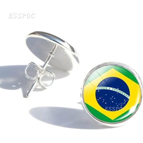 Soccer Fans Earrings Football Girls Ear Nail Jewelry Italy Brazil Israel Argentina Flag Stud Earrings Football Fans Gifts