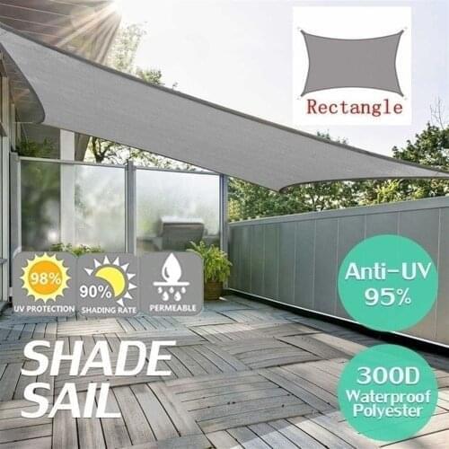 Grey 300D 160GSM Waterproof Polyester Oxford Fabric Shade Sail Rectangle for Outdoor Garden Rodless Tent