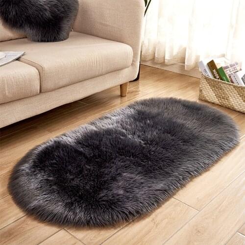 Blended Plush Cushion Faux Fur Sheepskin Style Rug Chair Cover Seat Cushion Soft And Fluffy Area Rug For Bedroom Sofa Floor