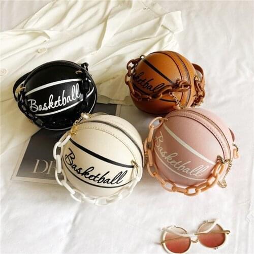 Round Ball Totes For Teenagers Women Shoulder Bags Acrylic Chain Hand Bags Personality Female Leather Basketball Crossbody Bag