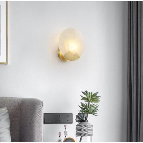 Hong Kong-style light luxury wall lamp Nordic style living room wall sofa background light copper post-modern minimalist bedroom