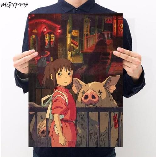 Spirited Away Anime Poster decoration on kraft paper Wall stickers painting 50.5x35cm