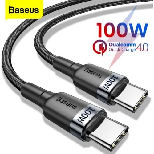 Baseus USB C to USB Type C Cable for Xiaomi Redmi Note 8 Pro Quick Charge 4.0 PD 100W Fast Charging for MacBook Pro Charge Cable