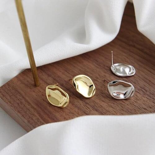 Irregular Concave Convex Surface Round Stud Earrings For Women Trend Fine Jewelry Birthday Party Gifts E620