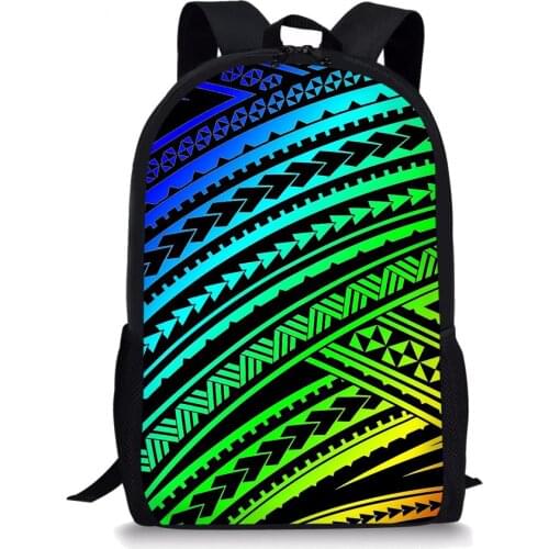 Polynesia Tribal Maori Pattern Women School Bagpack 17 Inch Tonga Art Magic Book Bag For Kids Elementary Children Bookbags