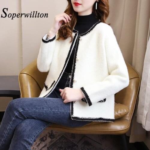 2021 Casual High Quality Female cardigan Soft Velvet V-Neck Sweaters Knitting Cardigans For Women Autumn Winter Thick Cardigans