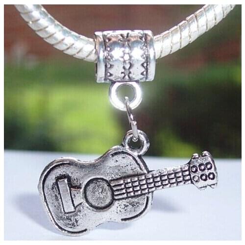 New Fashion 100 Pcs Tibetan silver Alloy Charm Acoustic Guitar Pendant Bracelets&Necklaces Jewelry Accessories Free Shipping