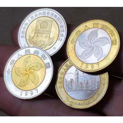 25.5mm 2 PCS Set HONG KONG 1997 ,100% Real Genuine Comemorative Coin,Original Collection