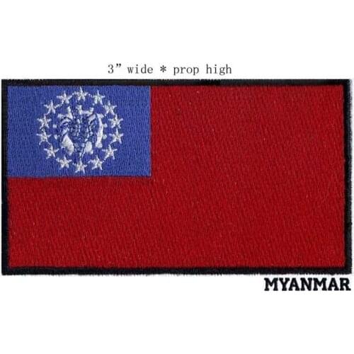 3" wide Myanmar embroidery flag patch for applique/embroidered patches/white circle of stars