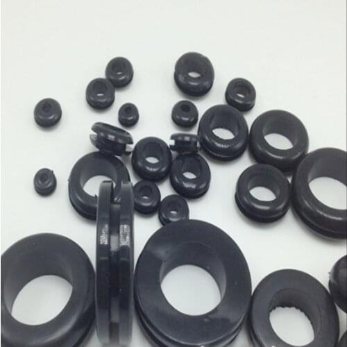 5PCS 5mm-29mm Black Circlip Rubber Double-Sided Sealing Ring Plug Cover Cable Holder Protector Wires Grommet Gasket