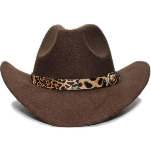 Big Large Plus 61CM Retro Leopard Print Leather Band Unisex Wool Wide Brim Cowboy Western Hat Cowgirl Funeral Formal Bowler Cap