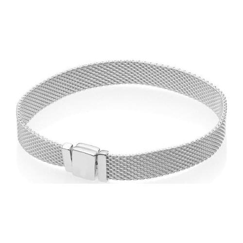925 Sterling Silver pab Bracelet Woven Mesh Silver Reflexions pandora Bracelets Bangle Fit Women Bead Charm Diy Fashion Jewelry